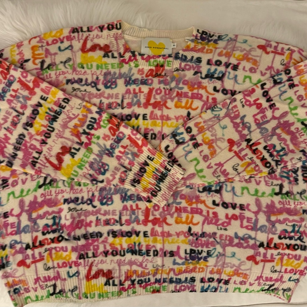 Kerri Rosenthal Cashmere XL EUC all you need is love sweater